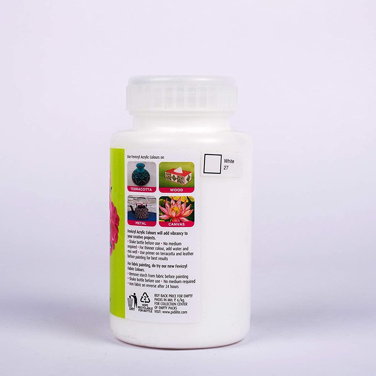 Pidilite Fevicryl Acrylic Colour, White Acrylic Paint, 500 ml